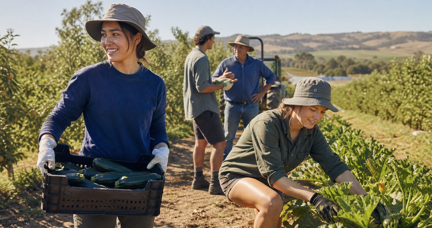 Backpackers doing farm work in regional Australia