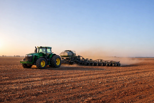 Tractor seeding in Australian broadacre paddock